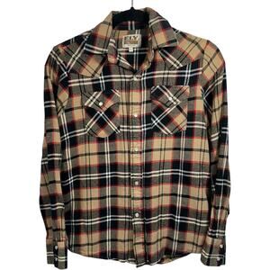 Ely Cattleman Womens Pearl Snap Button Down Shirt Sz L